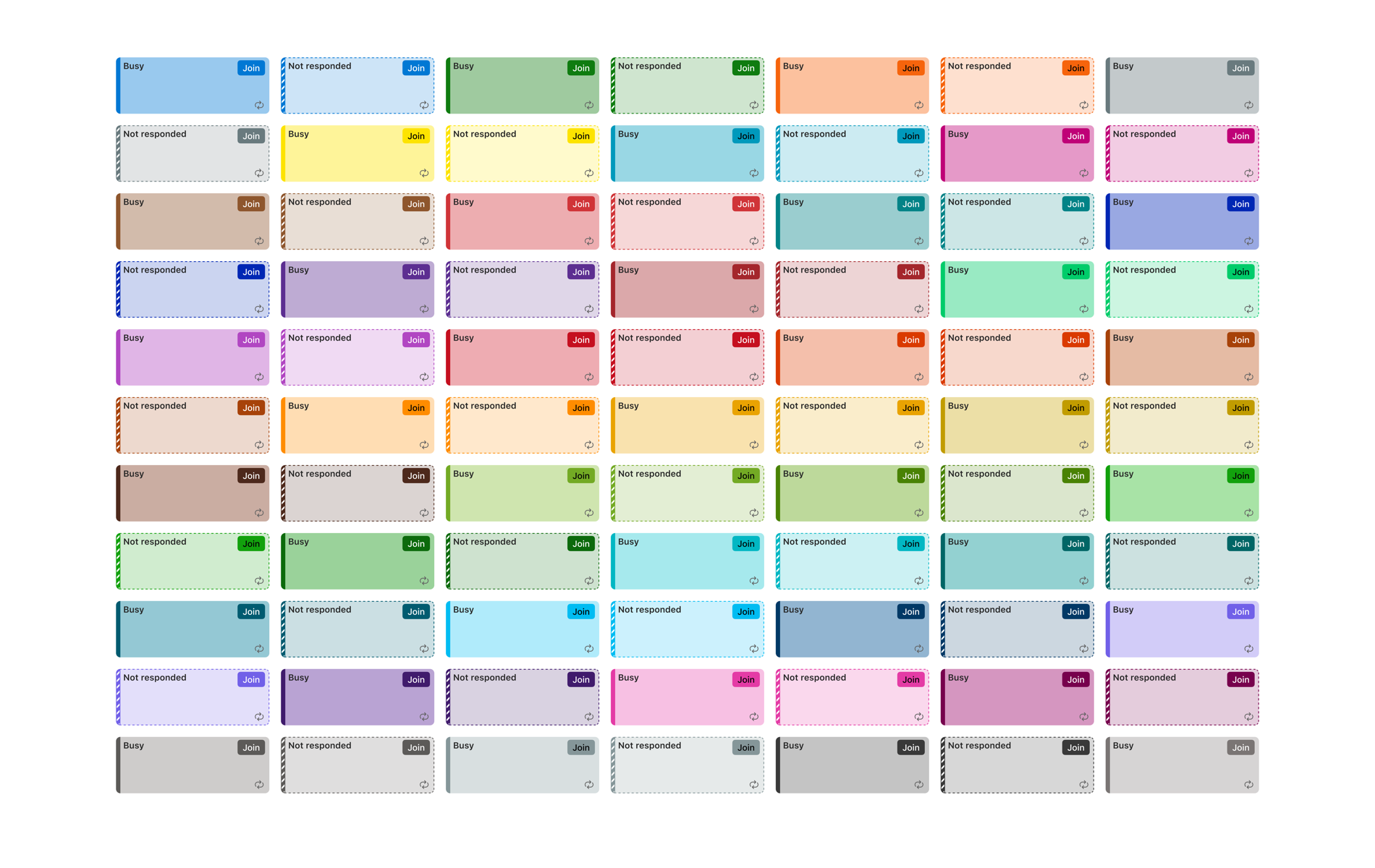 Outlook calendar color system across light and dark states