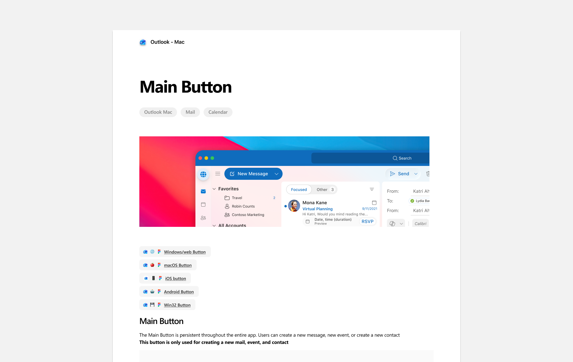 Outlook Mac design system documentation